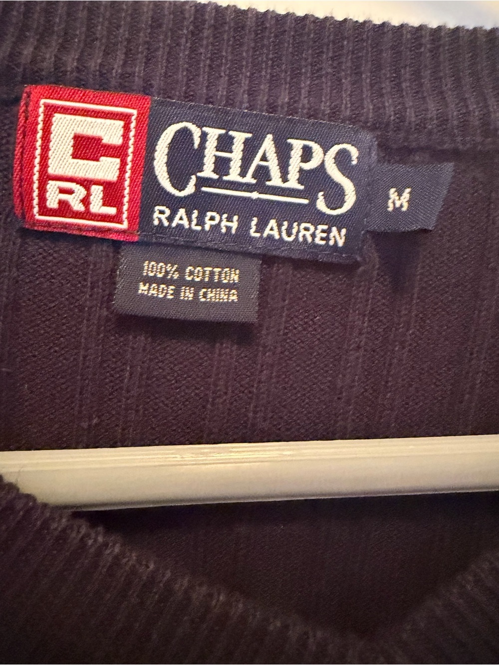 Chaps Ralph Lauren Navy Ribbed V-Neck Sweater - Picture 3 of 3